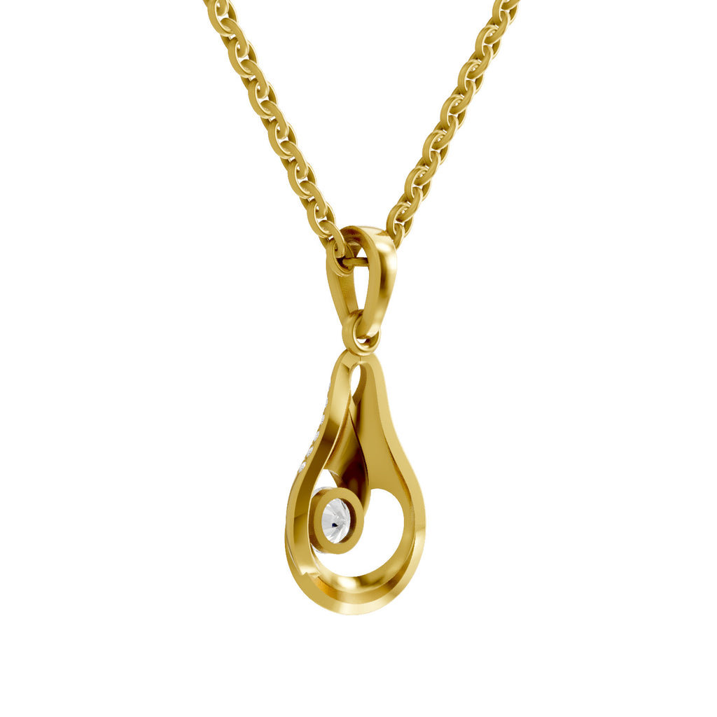 Lab Grown Diamond Pendant 0.29 Carat IGI Certified Round Shape 925 Sterling Silver Yellow Gold Plated Swirl Pendant