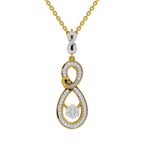 Lab Grown Diamond Pendant Necklace 0.77 Carat IGI Certified Round Shape 925 Sterling Silver Yellow Gold Plated Infinity Bloom Pendant Necklace