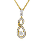 Lab Grown Diamond Pendant Necklace 0.77 Carat IGI Certified Round Shape 925 Sterling Silver Yellow Gold Plated Infinity Bloom Pendant Necklace