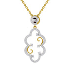 Lab Grown Diamond Pendant Necklace 0.84 Carat IGI Certified Round Shape 925 Sterling Silver Yellow Gold Plated Halo Pendant Necklace