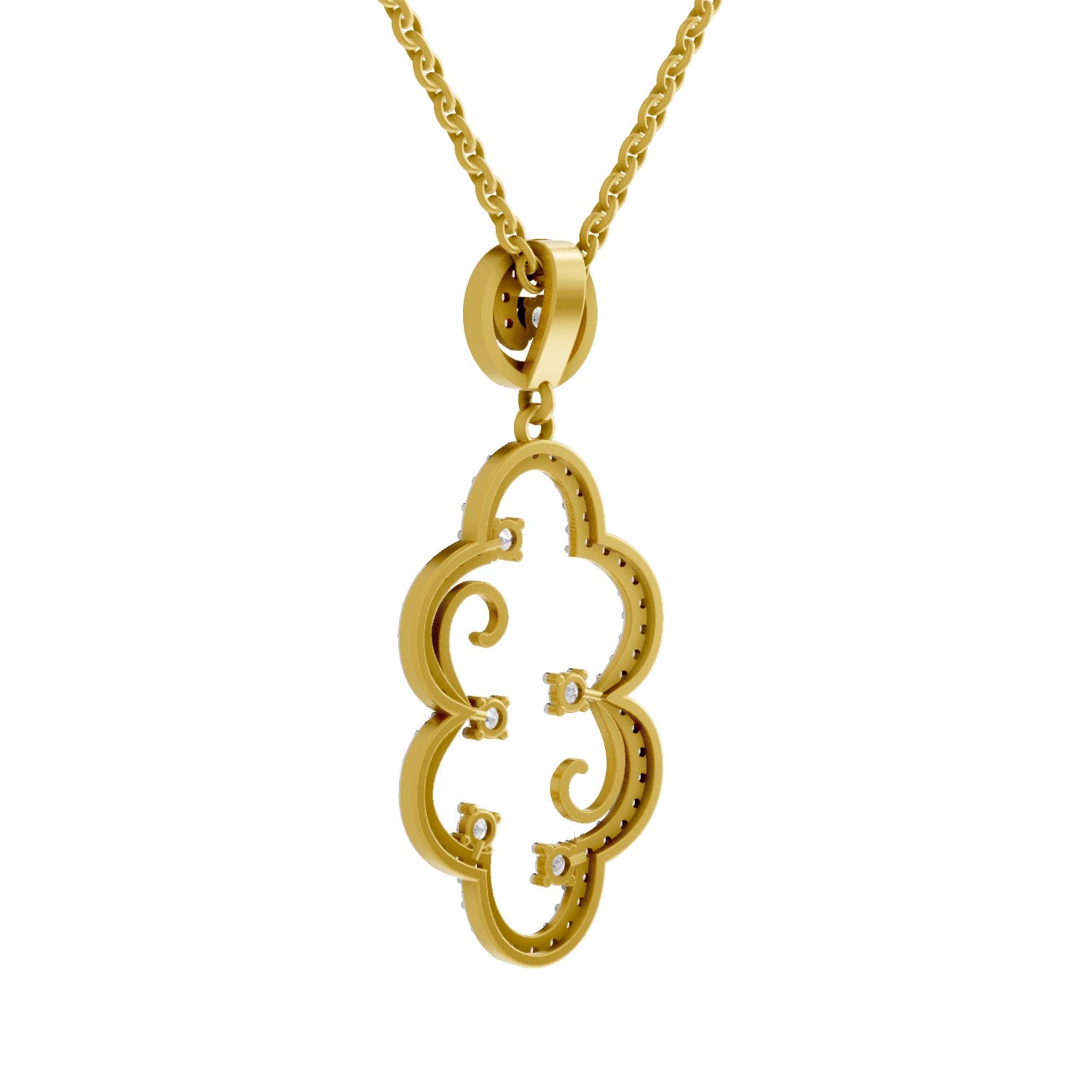 Lab Grown Diamond Pendant Necklace 0.84 Carat IGI Certified Round Shape 925 Sterling Silver Yellow Gold Plated Halo Pendant Necklace