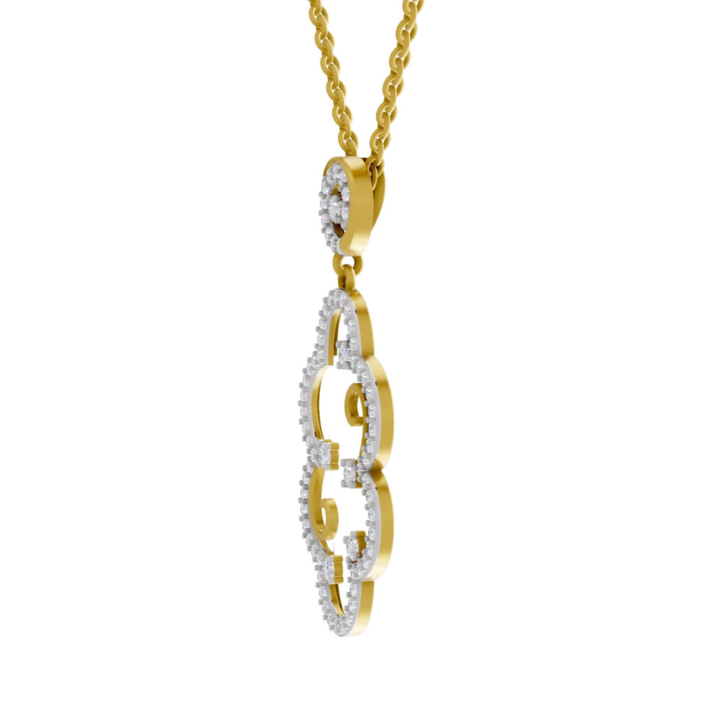 Lab Grown Diamond Pendant Necklace 0.84 Carat IGI Certified Round Shape 925 Sterling Silver Yellow Gold Plated Halo Pendant Necklace