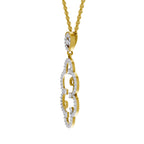 Lab Grown Diamond Pendant Necklace 0.84 Carat IGI Certified Round Shape 925 Sterling Silver Yellow Gold Plated Halo Pendant Necklace