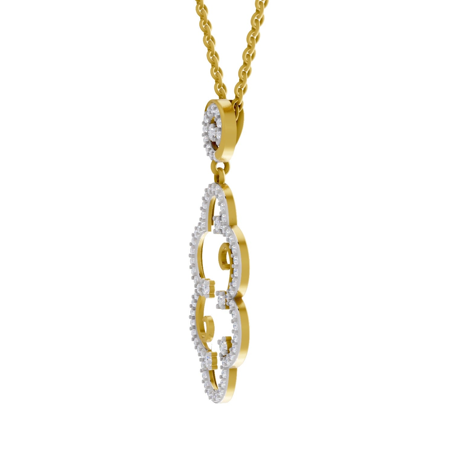 Lab Grown Diamond Pendant Necklace 0.84 Carat IGI Certified Round Shape 925 Sterling Silver Yellow Gold Plated Halo Pendant Necklace