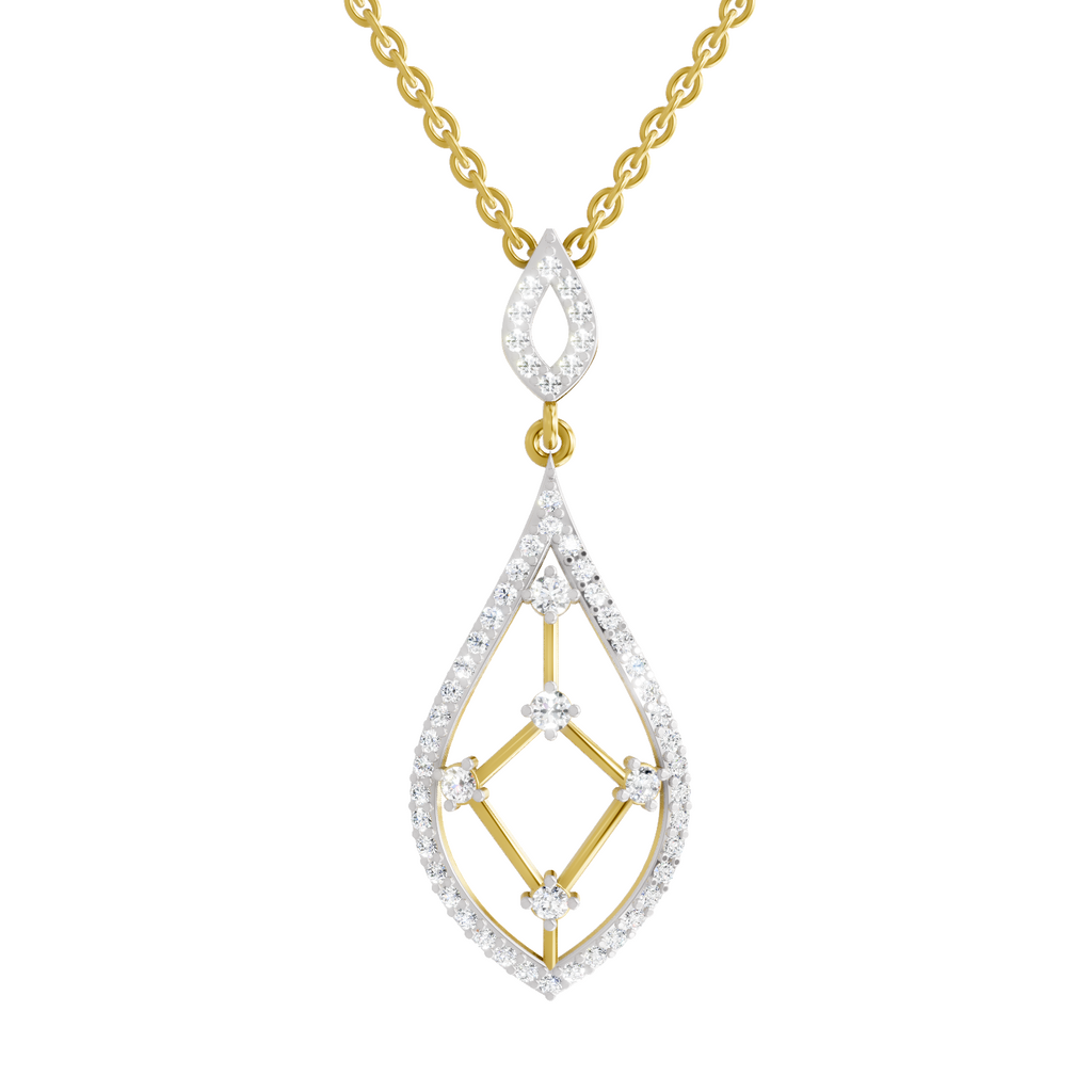 Lab Grown Diamond Pendant Necklace 0.69 Carat IGI Certified Round Shape F-G VS | 925 Sterling Silver Gold Plated Drop Pendant Necklace