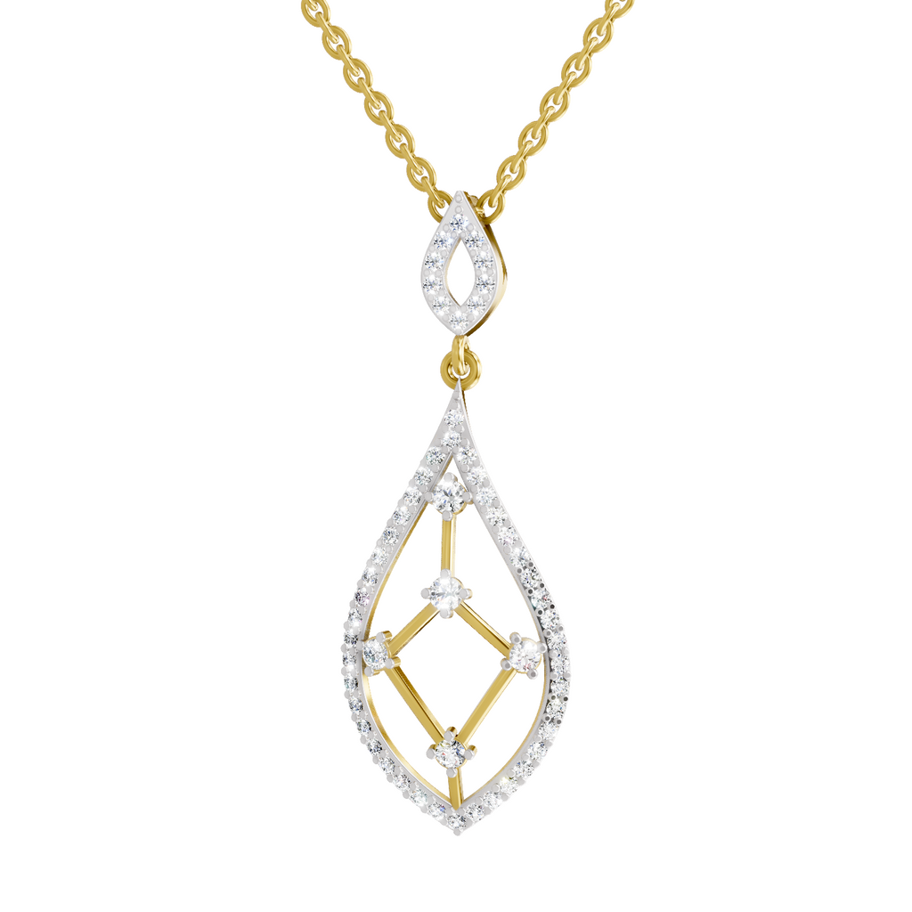 Lab Grown Diamond Pendant Necklace 0.69 Carat IGI Certified Round Shape F-G VS | 925 Sterling Silver Gold Plated Drop Pendant Necklace
