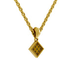 Lab Grown Diamond Pendant Necklace 0.07 Carat Round Shape 925 Sterling Silver Yellow Gold Plated Square Pendant Necklace