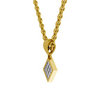 Lab Grown Diamond Pendant Necklace 0.07 Carat Round Shape 925 Sterling Silver Yellow Gold Plated Square Pendant Necklace