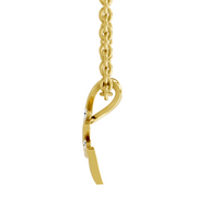 Lab Grown Diamond Pendant Necklace 0.04 Carat Round Shape 925 Sterling Silver Gold Plated Zigzag