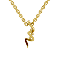 Lab Grown Diamond Pendant Necklace 0.04 Carat Round Shape 925 Sterling Silver Gold Plated Zigzag