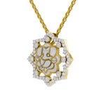 Lab Grown Diamond Pendant 0.56 Carat IGI Certified Round Shape 925 Sterling Silver Yellow Gold Plated Ganesha Pendant
