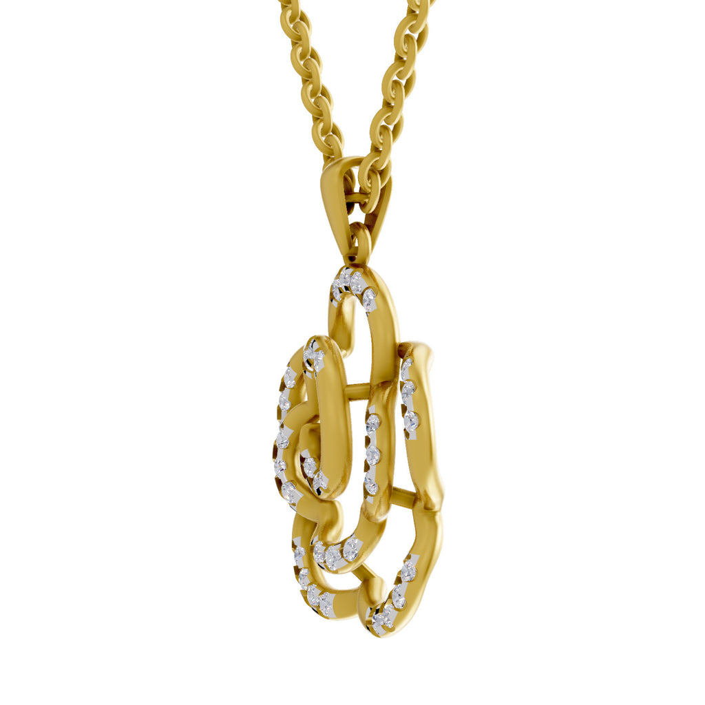 Lab Grown Diamond Pendant 0.33 Carat IGI Certified Round Shape 925 Sterling Silver Yellow Gold Plated Floral Pendant