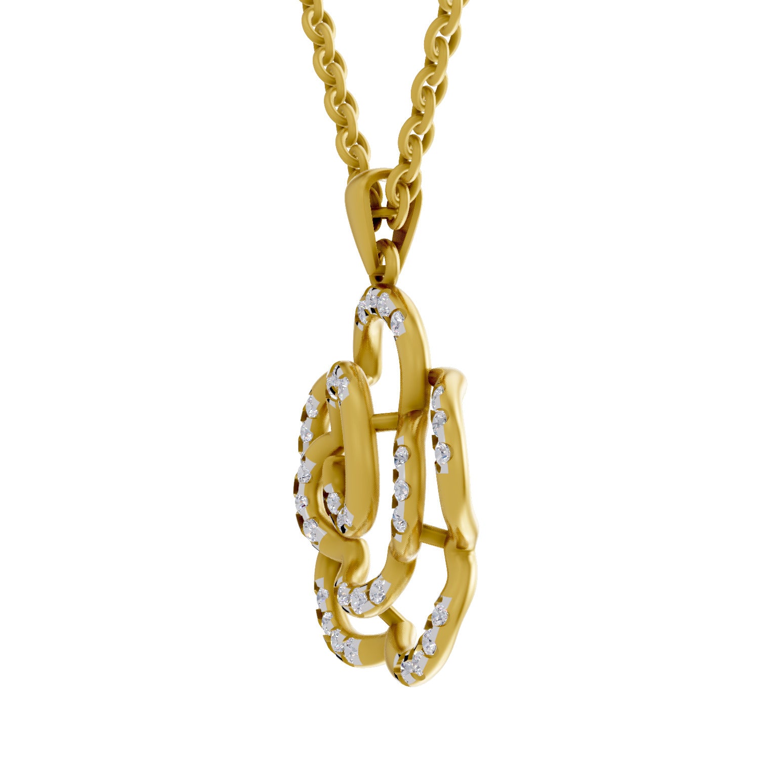 Lab Grown Diamond Pendant 0.33 Carat IGI Certified Round Shape 925 Sterling Silver Yellow Gold Plated Floral Pendant