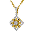 Lab Grown Diamond Pendant Necklace 0.38 Carat IGI Certified Round Shape 925 Sterling Silver Yellow Gold Plated Starflower Pendant Necklace