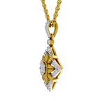 Lab Grown Diamond Pendant Necklace 0.38 Carat IGI Certified Round Shape 925 Sterling Silver Yellow Gold Plated Starflower Pendant Necklace