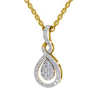 Lab Grown Diamond Pendant Necklace 0.52 Carat IGI Certified Round Shape 925 Sterling Silver Yellow Gold Plated Teardrop Pendant Necklace