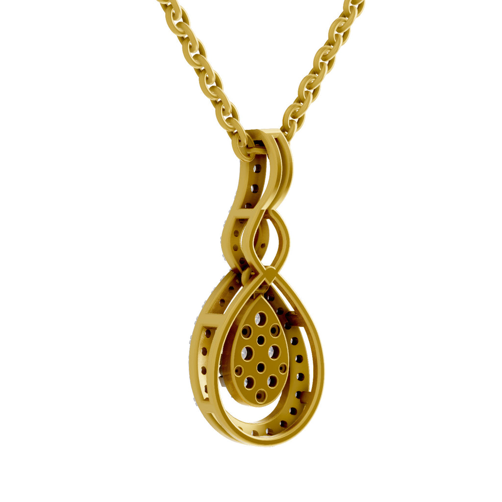 Lab Grown Diamond Pendant Necklace 0.52 Carat IGI Certified Round Shape 925 Sterling Silver Yellow Gold Plated Teardrop Pendant Necklace