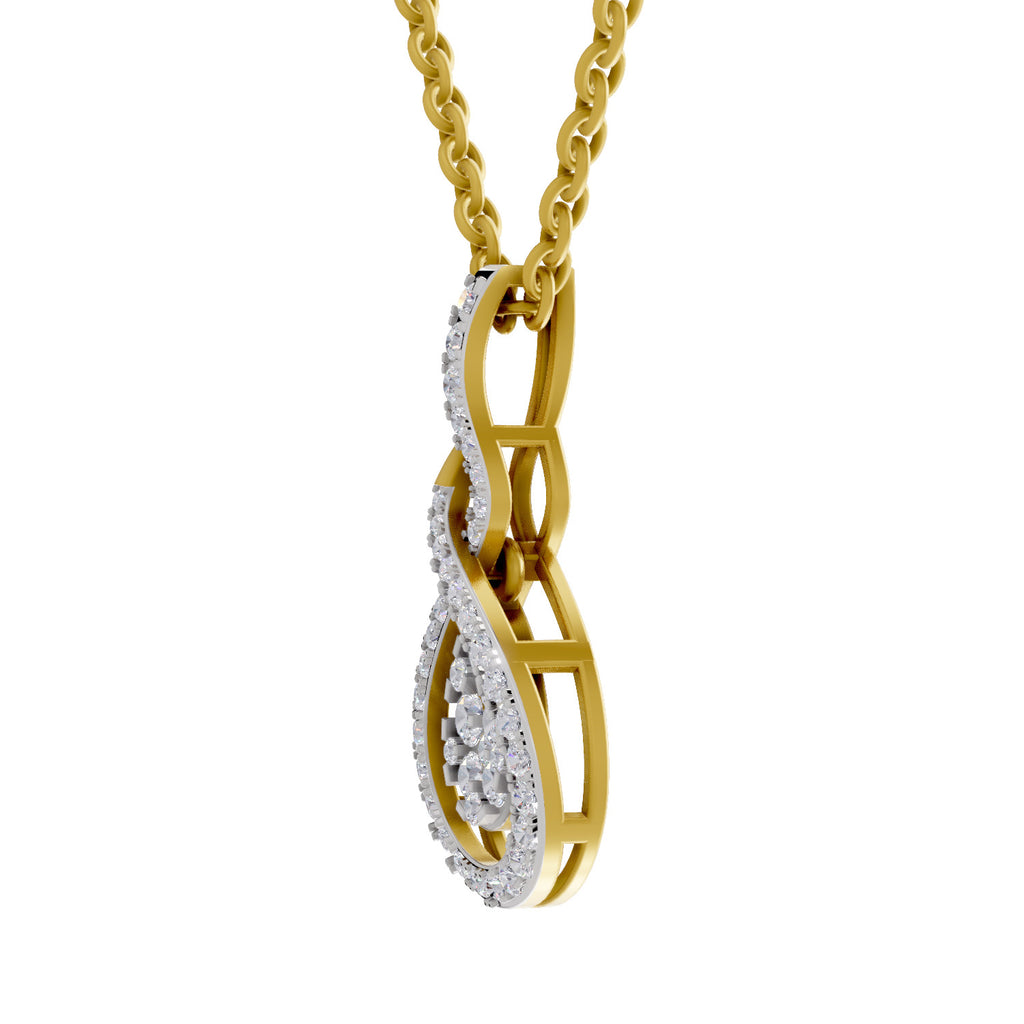 Lab Grown Diamond Pendant Necklace 0.52 Carat IGI Certified Round Shape 925 Sterling Silver Yellow Gold Plated Teardrop Pendant Necklace