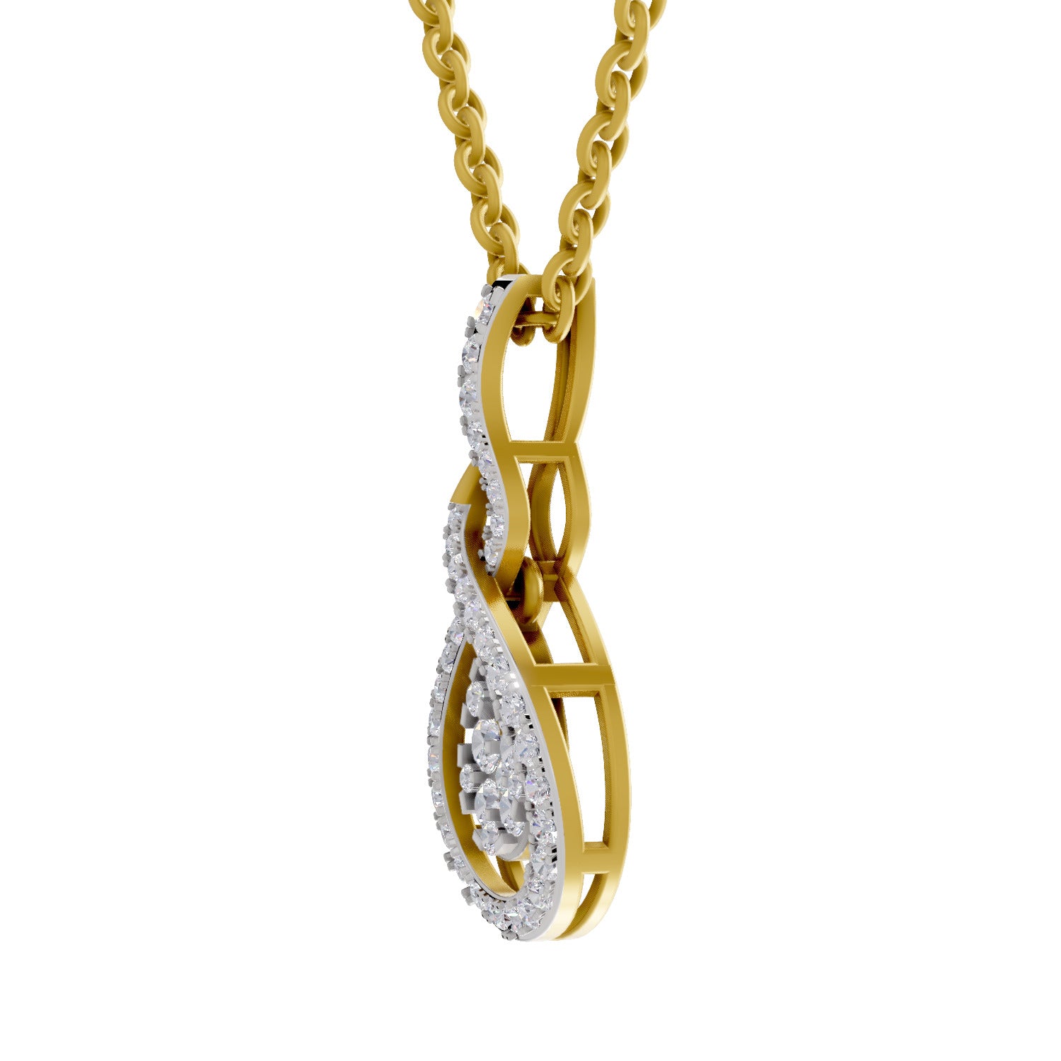 Lab Grown Diamond Pendant Necklace 0.52 Carat IGI Certified Round Shape 925 Sterling Silver Yellow Gold Plated Teardrop Pendant Necklace