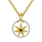 Lab Grown Diamond Pendant 0.23 Carat IGI Certified Round Shape 925 Sterling Silver Yellow Gold Plated Floral Pendant