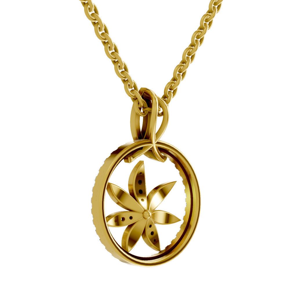 Lab Grown Diamond Pendant 0.23 Carat IGI Certified Round Shape 925 Sterling Silver Yellow Gold Plated Floral Pendant