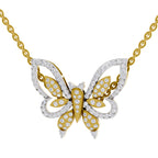 Lab Grown Diamond Pendant 0.85 Carat IGI Certified Round Shape 925 Sterling Silver Yellow Gold Plated Butterfly Pendant