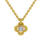 Lab Grown Diamond Pendant Necklace 0.12 Carat IGI Certified Round Shape 925 Sterling Silver Yellow Gold Plated Floral Pendant Necklace
