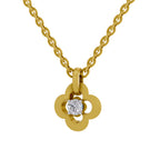 Lab Grown Diamond Pendant Necklace 0.12 Carat IGI Certified Round Shape 925 Sterling Silver Yellow Gold Plated Floral Pendant Necklace