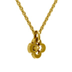 Lab Grown Diamond Pendant Necklace 0.12 Carat IGI Certified Round Shape 925 Sterling Silver Yellow Gold Plated Floral Pendant Necklace