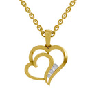 Lab Grown Diamond Pendant Necklace 0.09 Carat Round Shape 925 Sterling Silver Yellow Gold Plated Heart Pendant Necklace