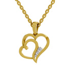 Lab Grown Diamond Pendant Necklace 0.09 Carat Round Shape 925 Sterling Silver Yellow Gold Plated Heart Pendant Necklace