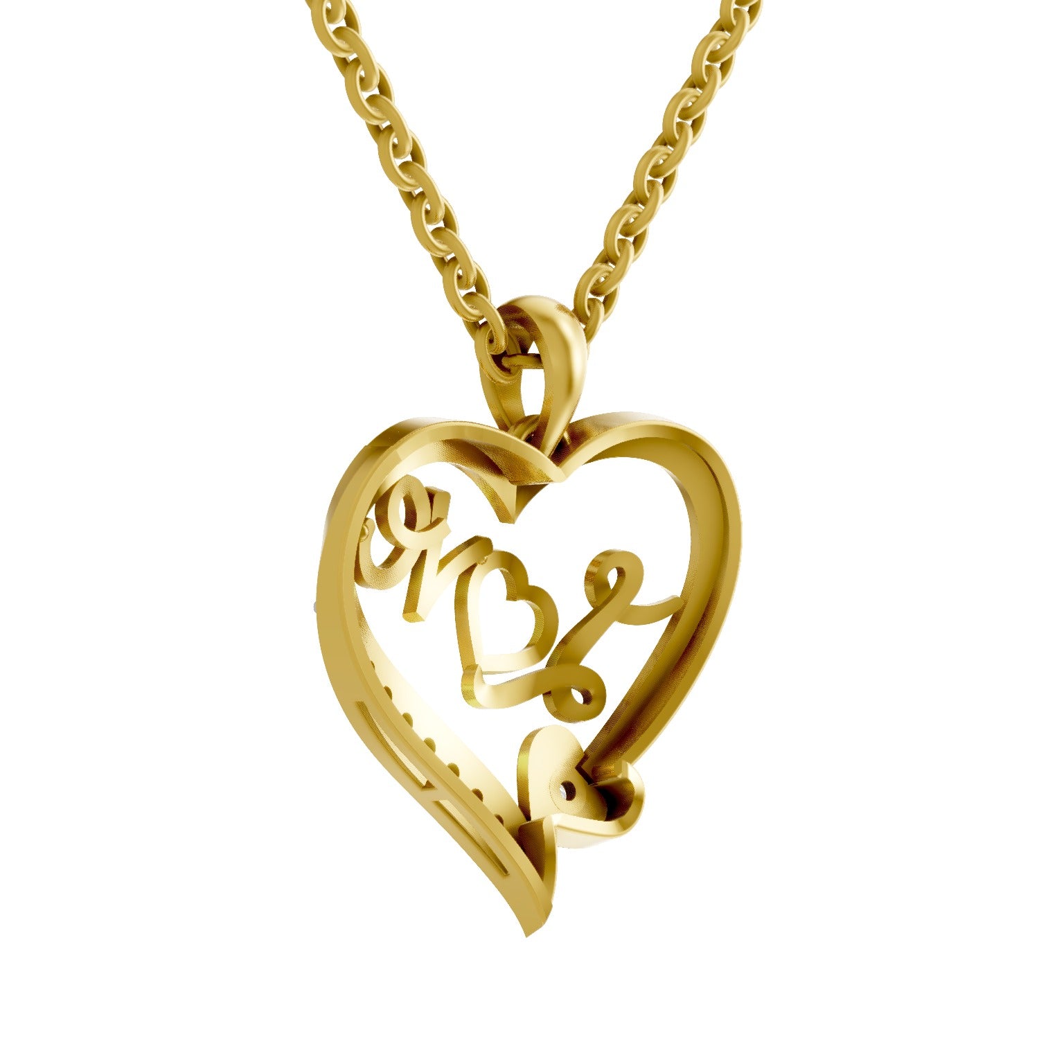 Lab Grown Diamond Pendant Necklace 0.08 Carat Round Shape 925 Sterling Silver Yellow Gold Plated Love Pendant Necklace