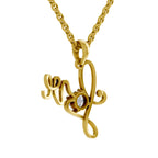 Lab Grown Diamond Pendant 0.33 Carat IGI Certified Round Shape 925 Sterling Silver Yellow Gold Plated Love Pendant