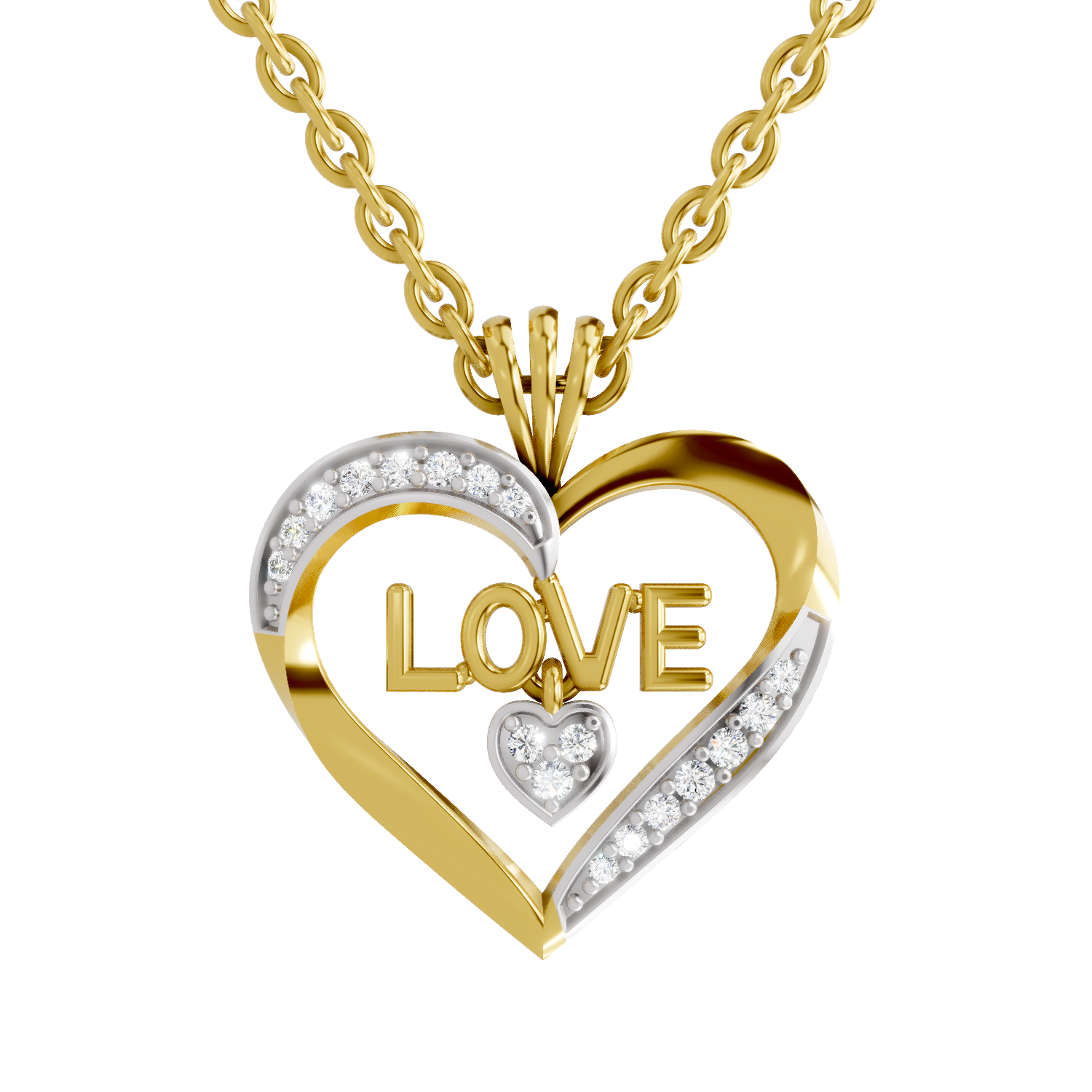 Lab Grown Diamond Pendant Necklace 0.11 Carat IGI Certified Round Shape F-G VS | 925 Sterling Silver Gold Plated Love Heart Pendant Necklace