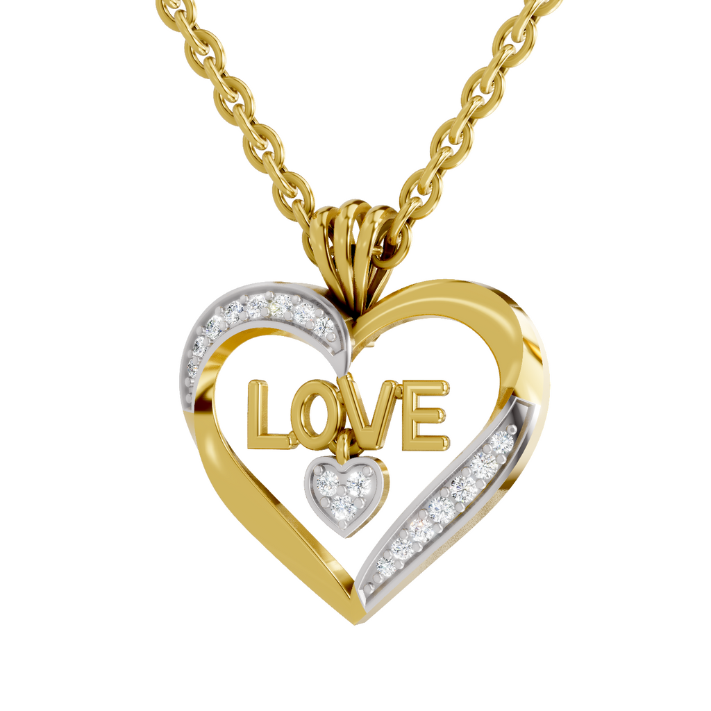 Lab Grown Diamond Pendant Necklace 0.11 Carat IGI Certified Round Shape F-G VS | 925 Sterling Silver Gold Plated Love Heart Pendant Necklace