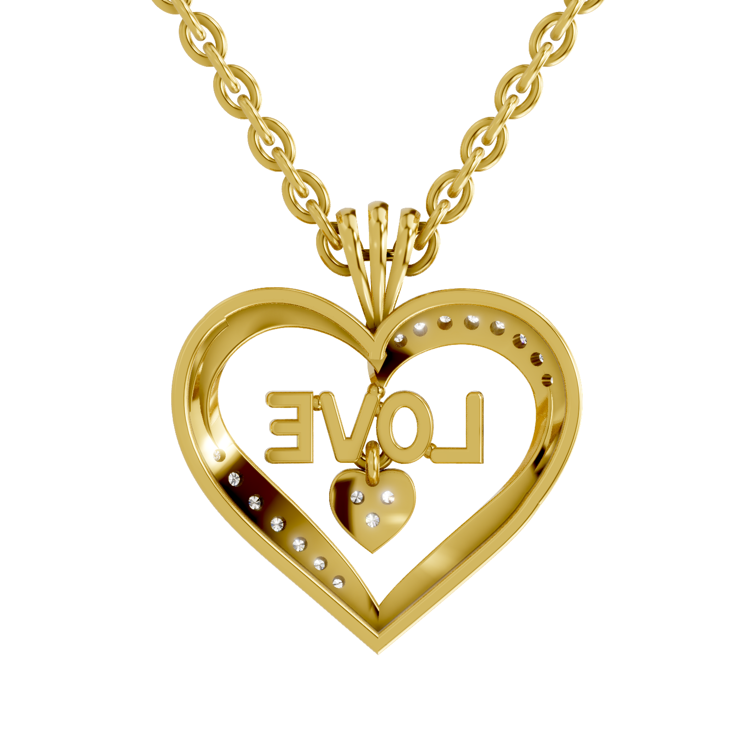 Lab Grown Diamond Pendant Necklace 0.11 Carat IGI Certified Round Shape F-G VS | 925 Sterling Silver Gold Plated Love Heart Pendant Necklace
