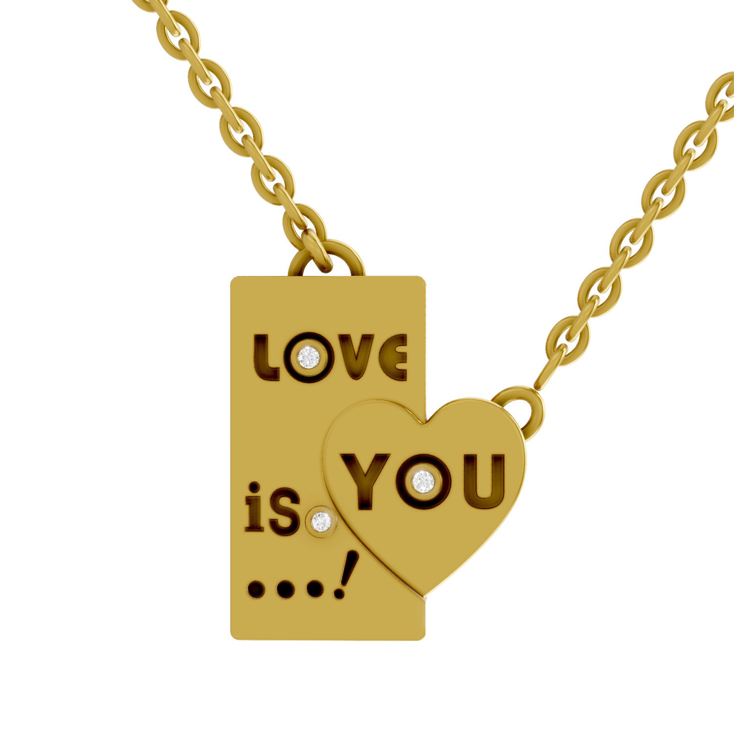 Lab Grown Diamond Pendant Necklace 0.01 Carat Round Shape 925 Sterling Silver Gold Plated Heart Pendant Necklace