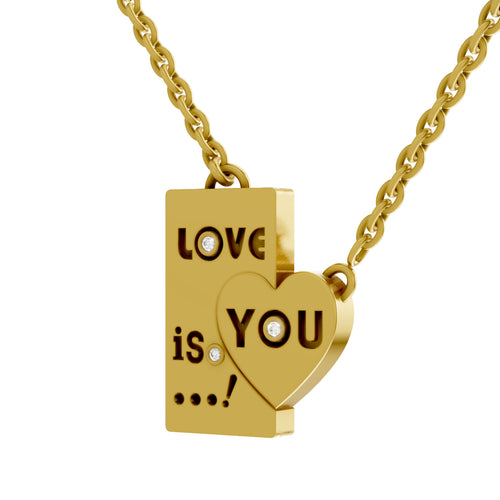 Lab Grown Diamond Pendant Necklace 0.01 Carat Round Shape 925 Sterling Silver Gold Plated Heart Pendant Necklace