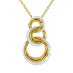 Lab Grown Diamond Pendant Necklace 0.76 Carat IGI Certified Round Shape F-G VS | 925 Sterling Silver Gold Plated Trinity Link Pendant Necklace