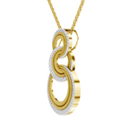 Lab Grown Diamond Pendant Necklace 0.76 Carat IGI Certified Round Shape F-G VS | 925 Sterling Silver Gold Plated Trinity Link Pendant Necklace