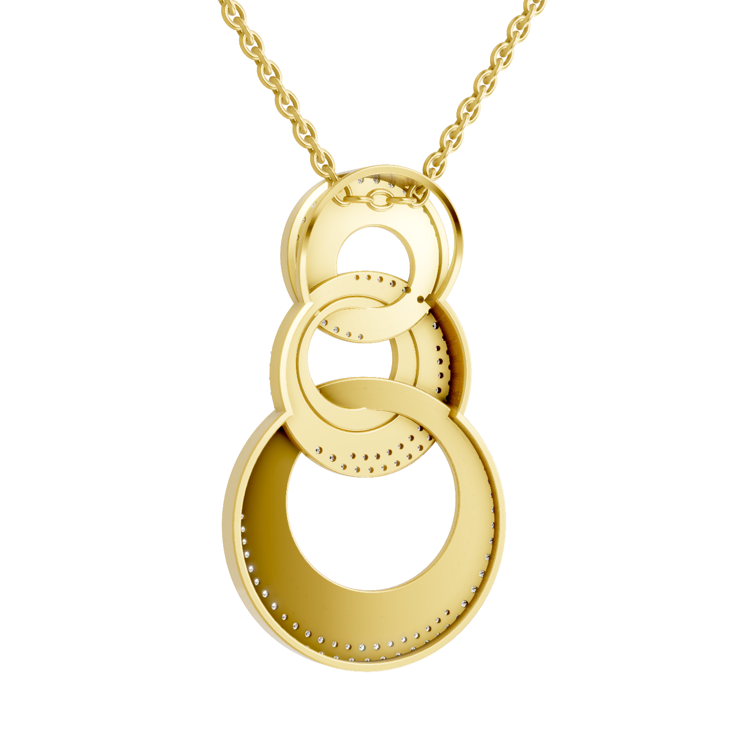 Lab Grown Diamond Pendant Necklace 0.76 Carat IGI Certified Round Shape F-G VS | 925 Sterling Silver Gold Plated Trinity Link Pendant Necklace