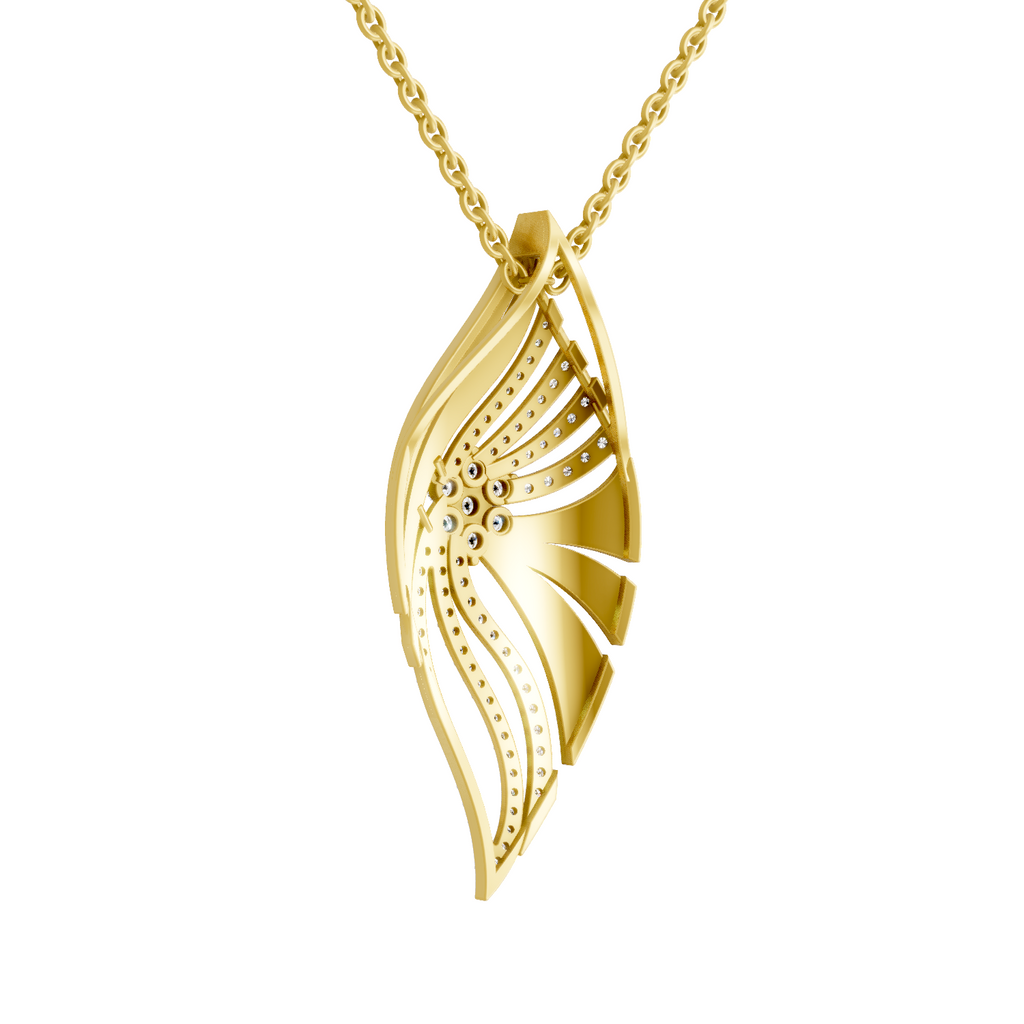 Lab Grown Diamond Pendant Necklace 0.85 Carat IGI Certified Round Shape F-G VS | 925 Sterling Silver Gold Plated Leaf Cluster Diamond Pendant Necklace