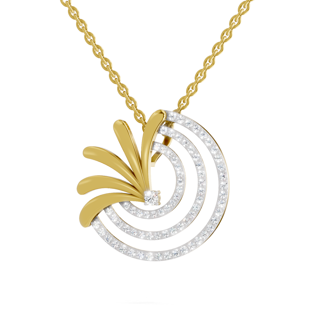 Lab Grown Diamond Pendant Necklace 0.66 Carat IGI Certified Round Shape F-G VS | 925 Sterling Silver Gold Plated Half-Circle Pendant Necklace