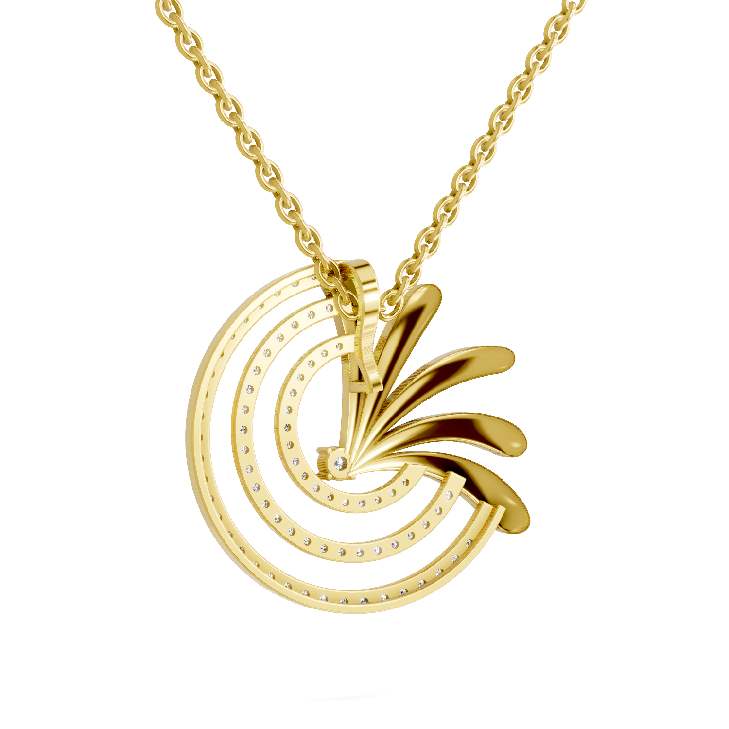Lab Grown Diamond Pendant Necklace 0.66 Carat IGI Certified Round Shape F-G VS | 925 Sterling Silver Gold Plated Half-Circle Pendant Necklace