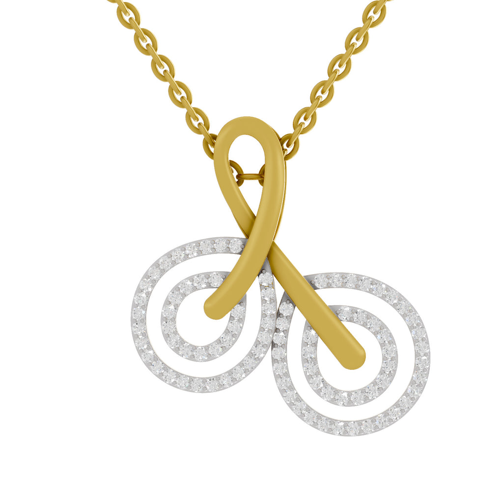 Lab Grown Diamond Pendant 0.5 Carat IGI Certified Round Shape 925 Sterling Silver Yellow Gold Plated Eternity Swirls Pendant