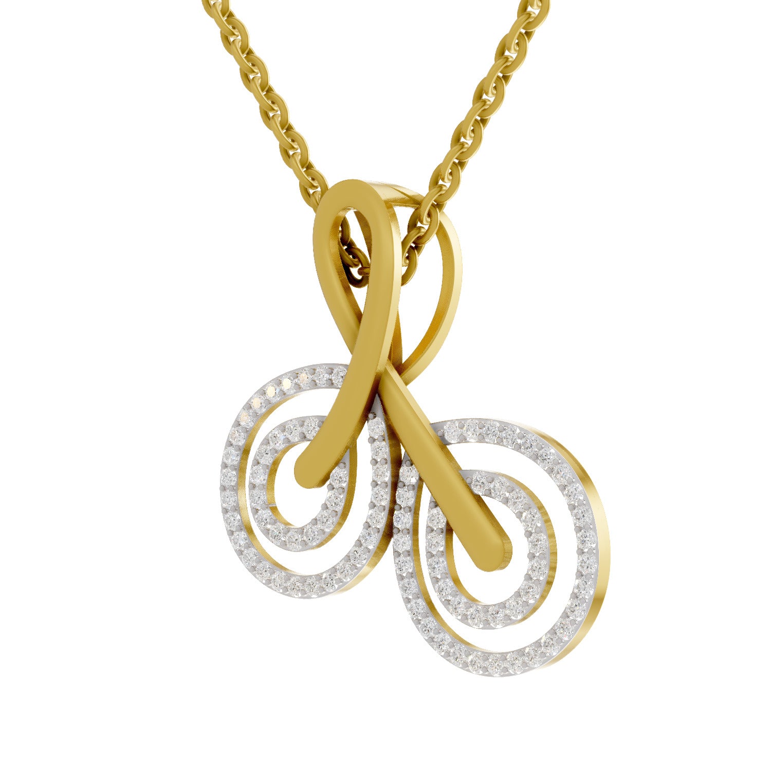 Lab Grown Diamond Pendant 0.5 Carat IGI Certified Round Shape 925 Sterling Silver Yellow Gold Plated Eternity Swirls Pendant