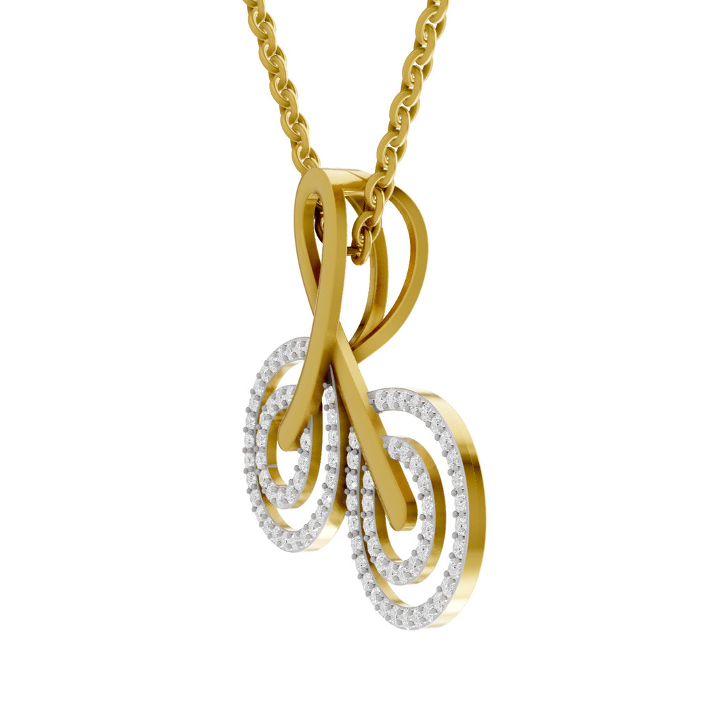 Lab Grown Diamond Pendant 0.5 Carat IGI Certified Round Shape 925 Sterling Silver Yellow Gold Plated Eternity Swirls Pendant