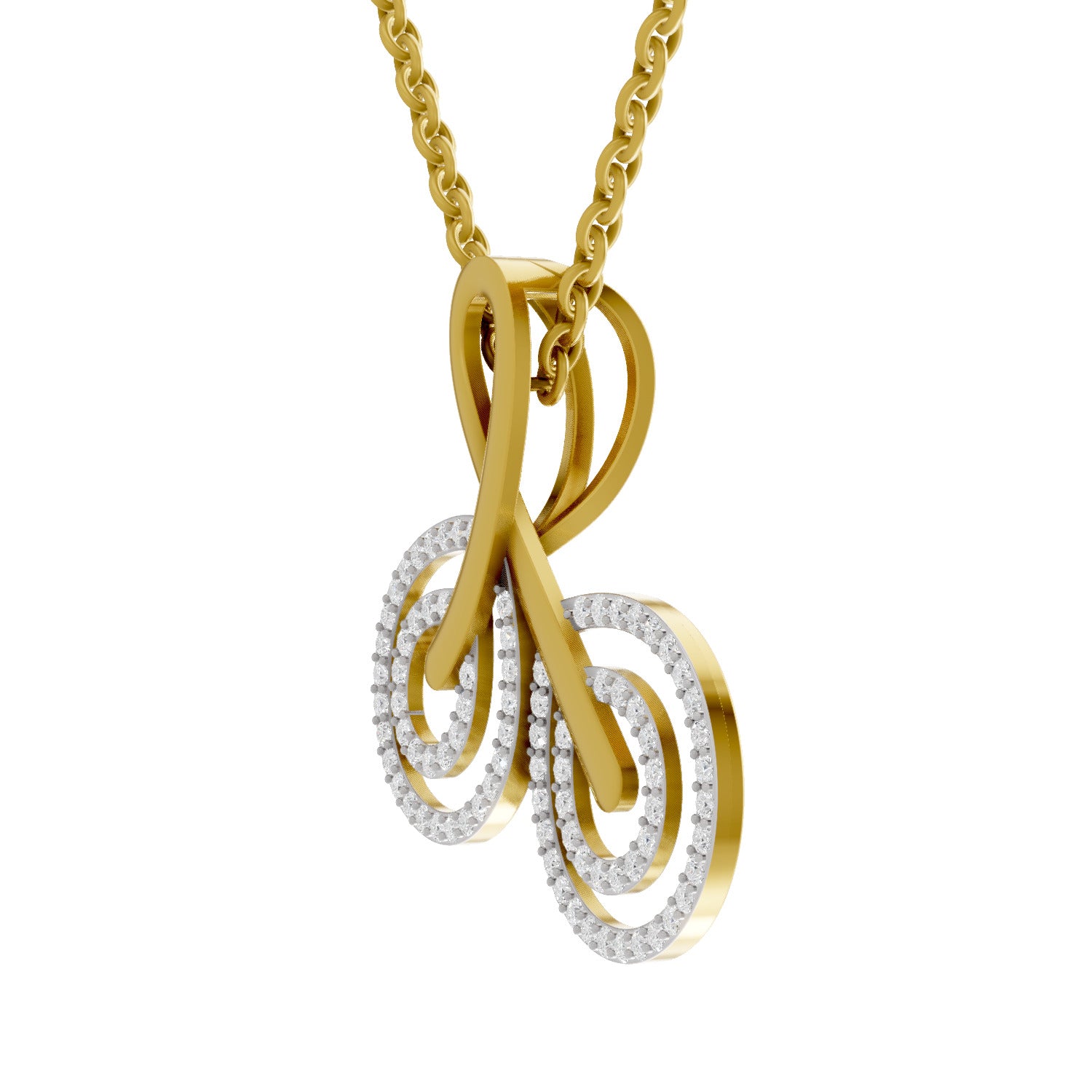 Lab Grown Diamond Pendant 0.5 Carat IGI Certified Round Shape 925 Sterling Silver Yellow Gold Plated Eternity Swirls Pendant