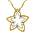 Lab Grown Diamond Pendant Necklace 0.28 Carat IGI Certified Round Shape 925 Sterling Silver Yellow Gold Plated Floral Pendant Necklace