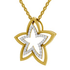 Lab Grown Diamond Pendant Necklace 0.28 Carat IGI Certified Round Shape 925 Sterling Silver Yellow Gold Plated Floral Pendant Necklace